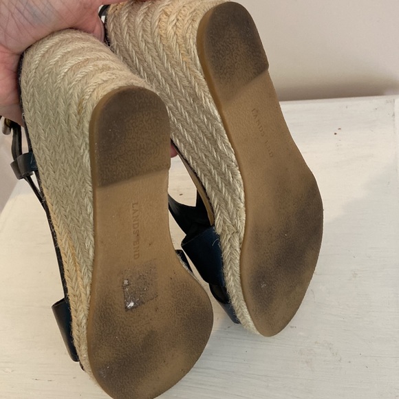 LandsEnd Navy Wedge Sandals - Picture 8 of 12